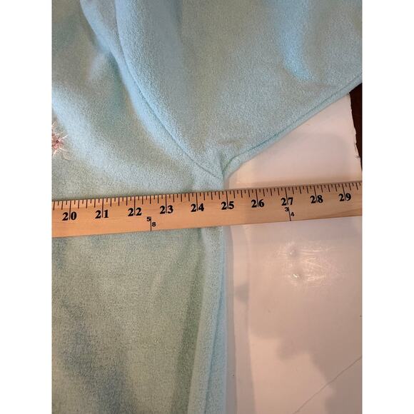 Vintage Allegro Zip Front House Dress Robe Hooded Mint Green M - Picture 4 of 7